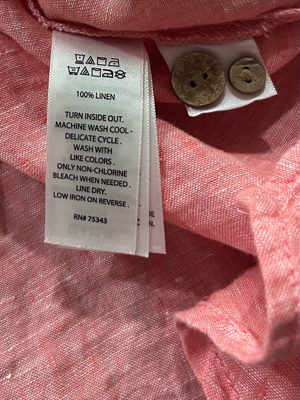 Sigrid Olsen Linen Button Up Top Size 2X Pink Ling Sleeve - Picture 4 of 9